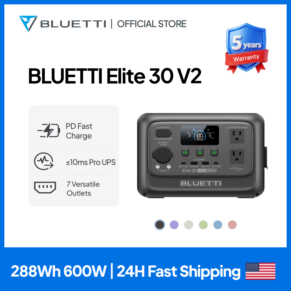 Solar Emergency Charger - 【Renew】BLUETTI Elite 30 V2 Estación de