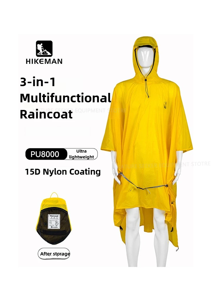 Emergency Poncho Rain - Chubasquero 15D/210T, Poncho impermeable, cubierta ultraligera
